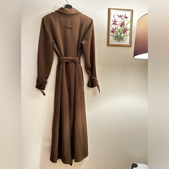 VINTAGE Olive Green Belted Trench Coat | Size XS - Picture 3 of 3